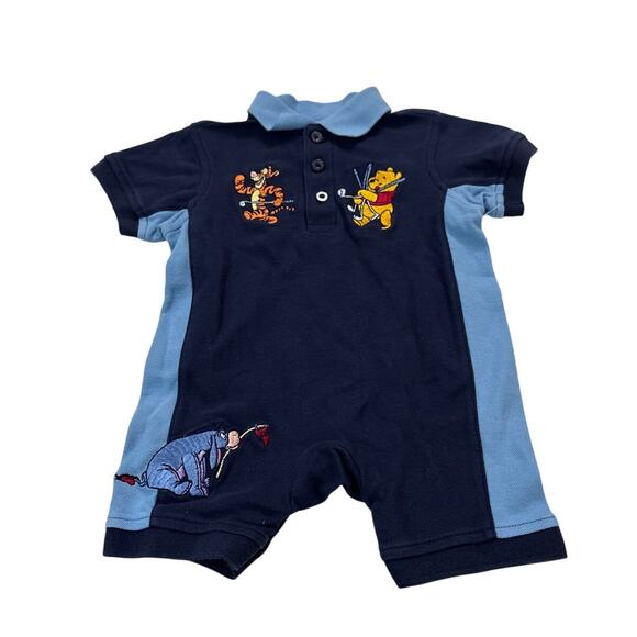 Vintage Disney Baby Boy 12M Embroidered Winnie the Pooh Golf Sport Romper 90s - Picture 1 of 6